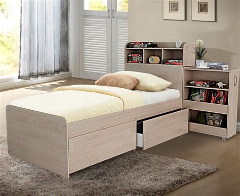 single bed with storage below